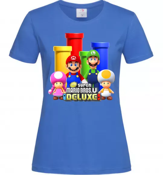 Женская футболка Mario Bros Deluxe Ярко-синий фото