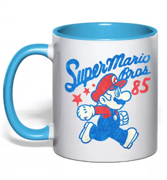 Чашка з кольоровою ручкою Super Mario Bros 85 Блакитний фото