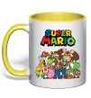 Чашка з кольоровою ручкою Super Mario всі персонажі Сонячно жовтий фото