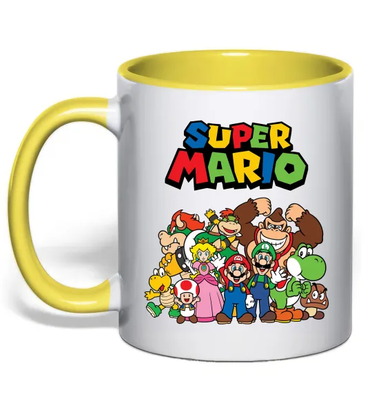 Чашка с цветной ручкой Super Mario всі персонажі Лимонный фото