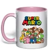 Чашка з кольоровою ручкою Super Mario всі персонажі Ніжно рожевий фото