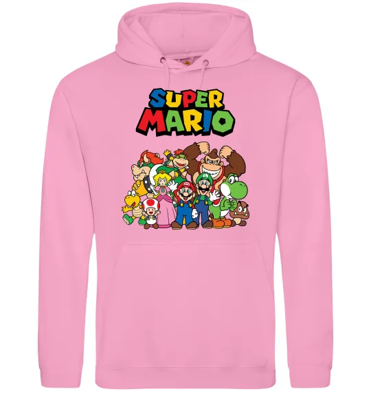 Чоловіча толстовка (худі) Super Mario всі персонажі Рожевий фото