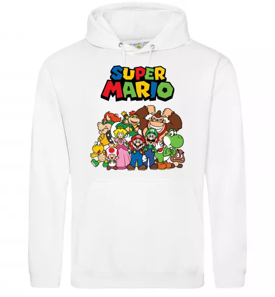 Жіноча толстовка (худі) Super Mario всі персонажі Білий фото