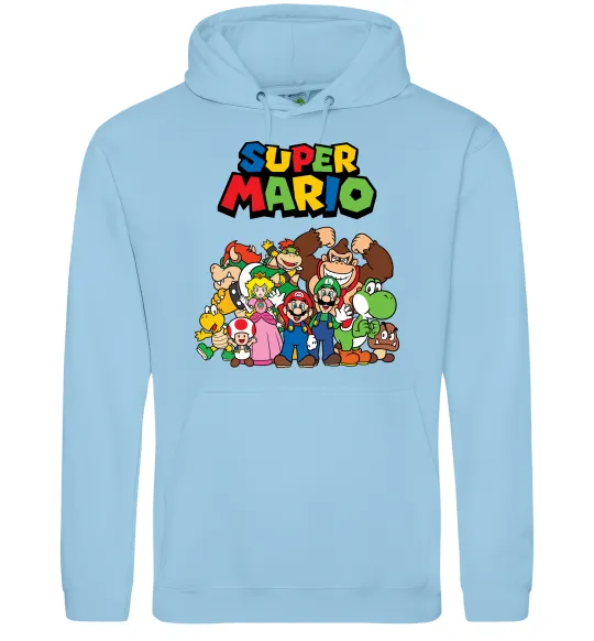 Женская толстовка (худи) Super Mario всі персонажі Голубой фото