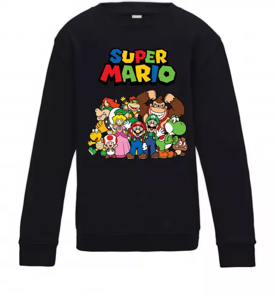 Детский Свитшот Super Mario всі персонажі Черный фото