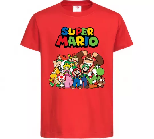 Дитяча футболка Super Mario всі персонажі Червоний фото