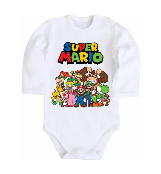 Детский боди Super Mario всі персонажі Белый фото