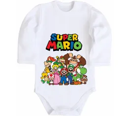 Дитячий бодік Super Mario всі персонажі Білий фото