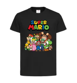 Детская футболка Super Mario всі персонажі Черный фото