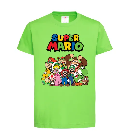 Детская футболка Super Mario всі персонажі Лаймовый фото