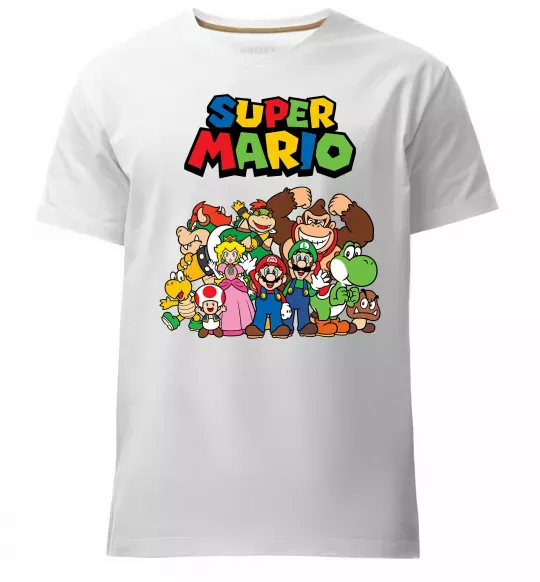 Мужская премиум футболка Super Mario всі персонажі Белый фото