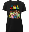 Женская премиум футболка Super Mario всі персонажі Черный фото