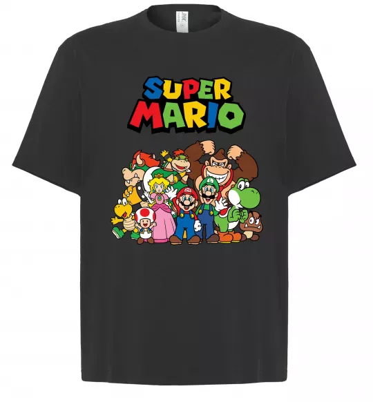 Футболка Оверсайз Super Mario всі персонажі Чорний фото