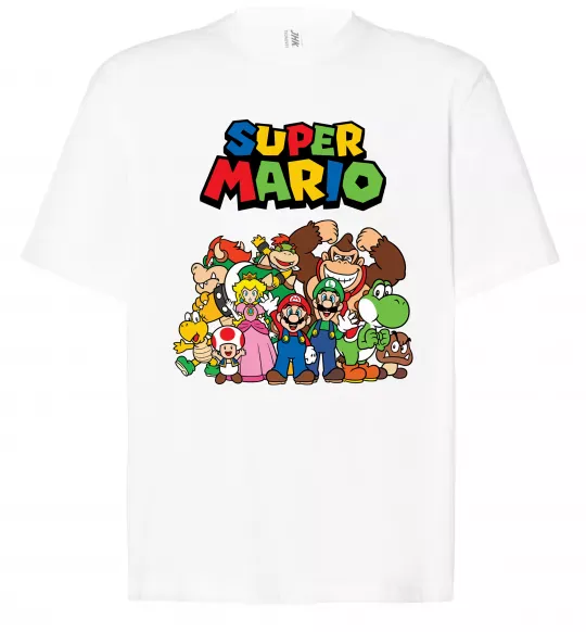Футболка Оверсайз Super Mario всі персонажі Білий фото