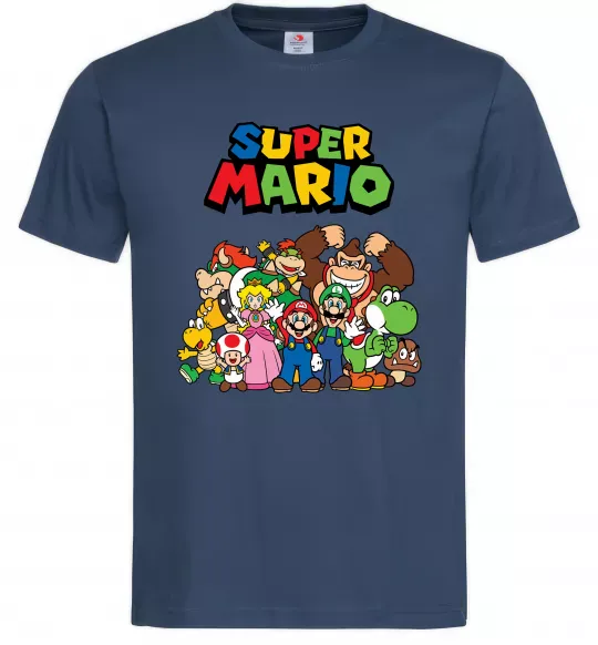 Чоловіча футболка Super Mario всі персонажі Темно-синій фото