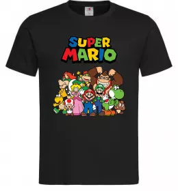 Мужская футболка Super Mario всі персонажі Черный фото