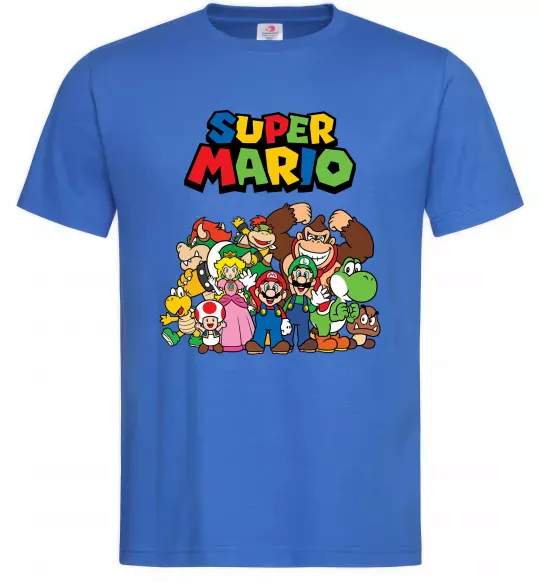 Чоловіча футболка Super Mario всі персонажі Яскраво-синій фото