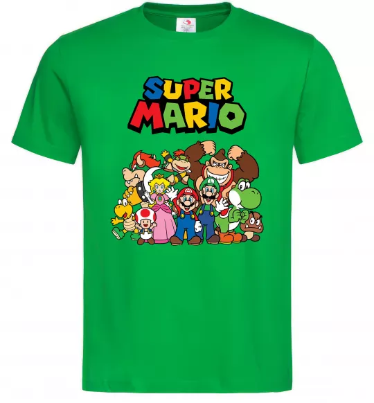 Чоловіча футболка Super Mario всі персонажі Зелений фото