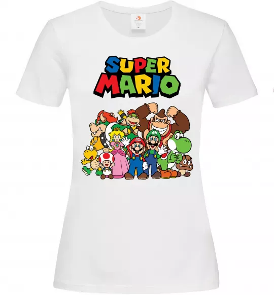Женская футболка Super Mario всі персонажі Белый фото