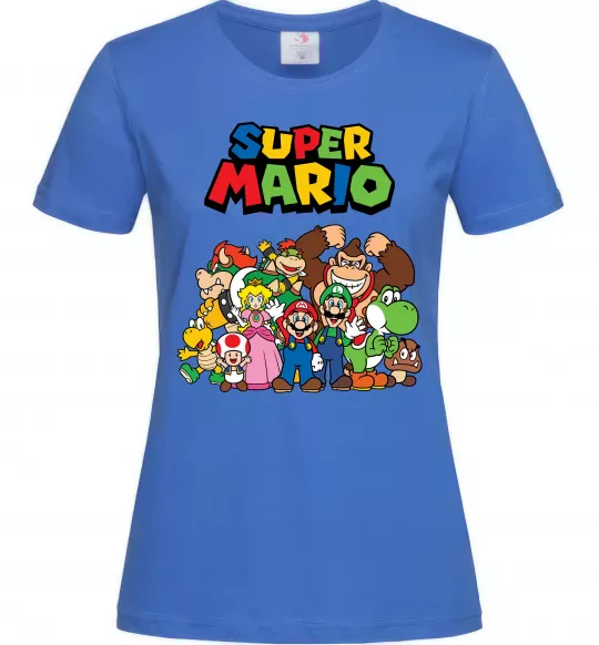 Женская футболка Super Mario всі персонажі Ярко-синий фото