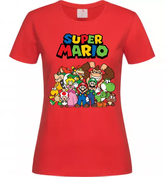 Женская футболка Super Mario всі персонажі Красный фото