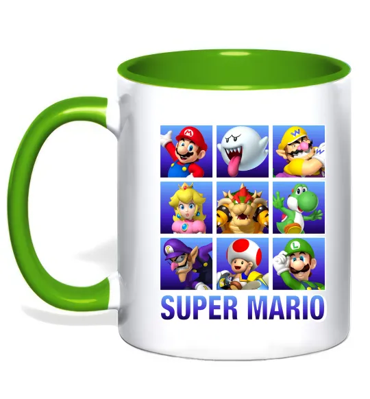 Чашка з кольоровою ручкою Super Mario Characters Лаймовий фото