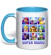 Чашка з кольоровою ручкою Super Mario Characters Блакитний фото
