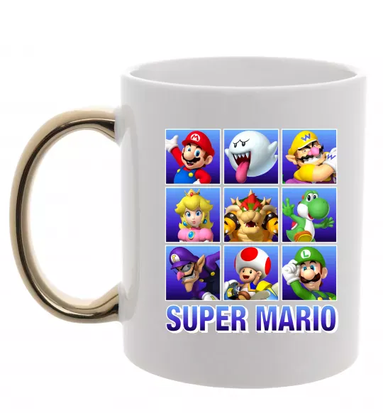 Чашка з кольоровою ручкою Super Mario Characters Золото фото