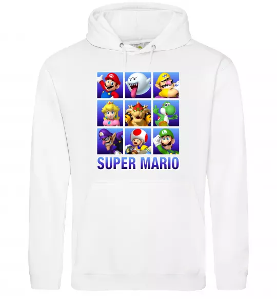 Мужская толстовка (худи) Super Mario Characters Белый фото