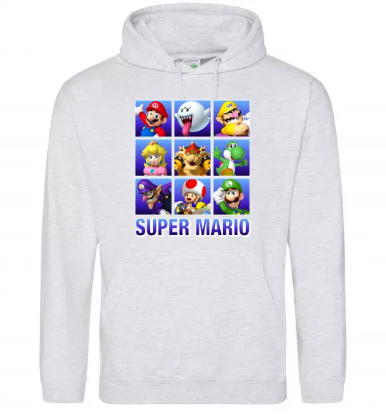 Мужская толстовка (худи) Super Mario Characters Серый меланж фото