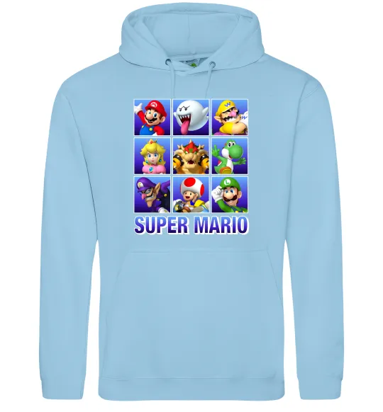 Мужская толстовка (худи) Super Mario Characters Голубой фото