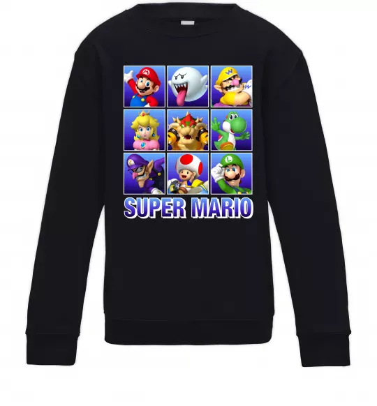 Детский Свитшот Super Mario Characters Черный фото