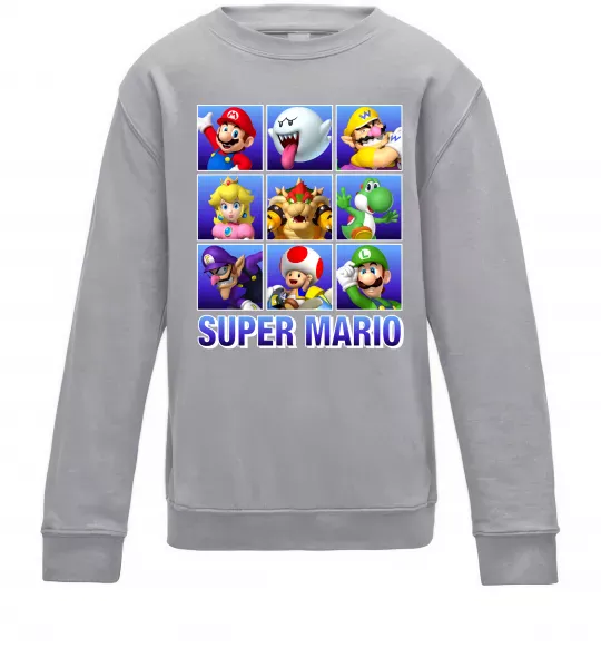 Детский Свитшот Super Mario Characters Серый меланж фото