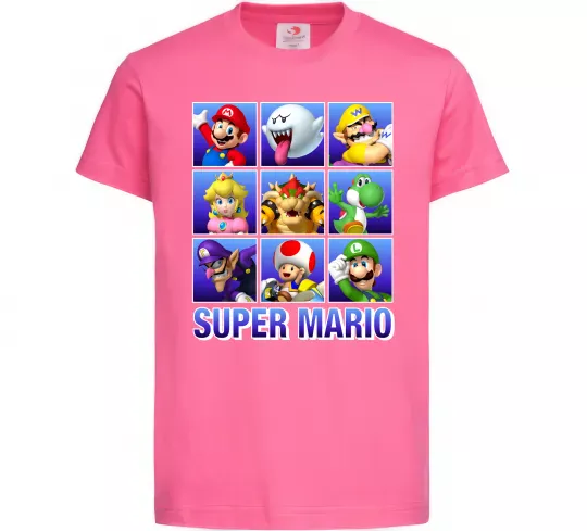 Дитяча футболка Super Mario Characters Яскраво-рожевий фото