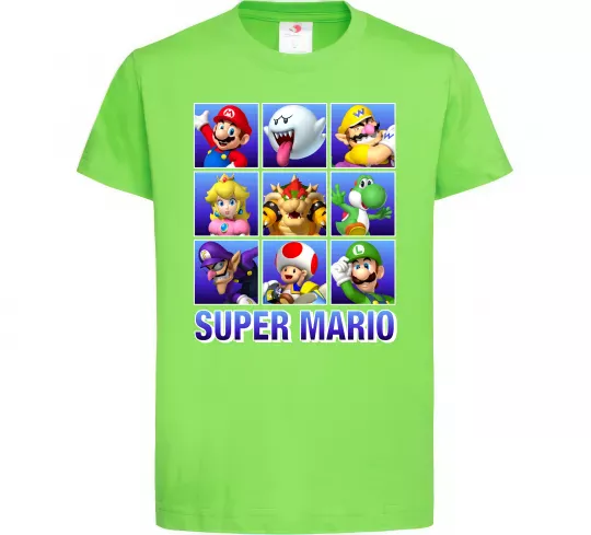 Дитяча футболка Super Mario Characters Лаймовий фото