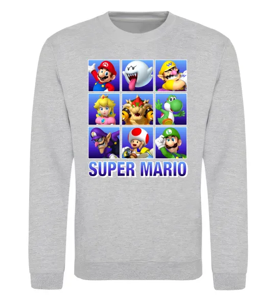 Свитшот Super Mario Characters Серый меланж фото
