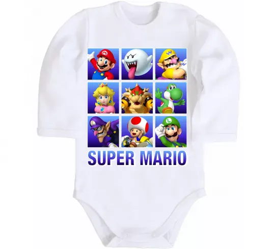 Детский боди Super Mario Characters Белый фото