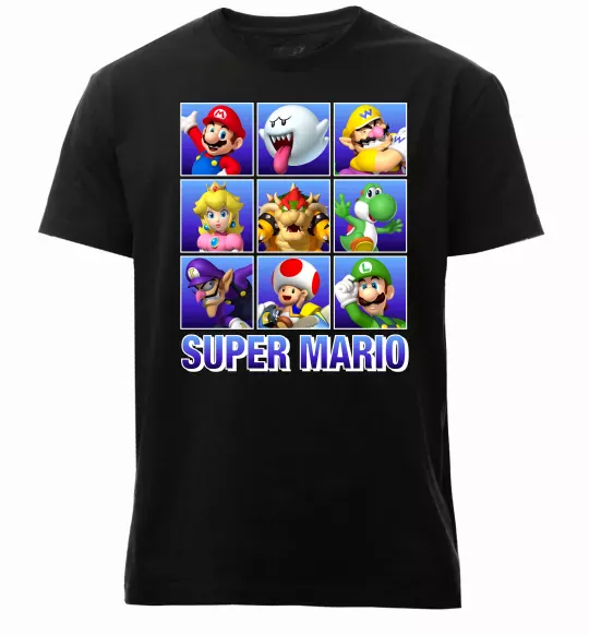 Мужская премиум футболка Super Mario Characters Черный фото