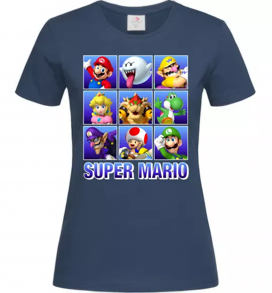 Жіноча футболка Super Mario Characters Темно-синій фото