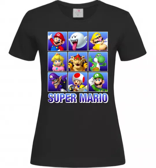 Жіноча футболка Super Mario Characters Чорний фото