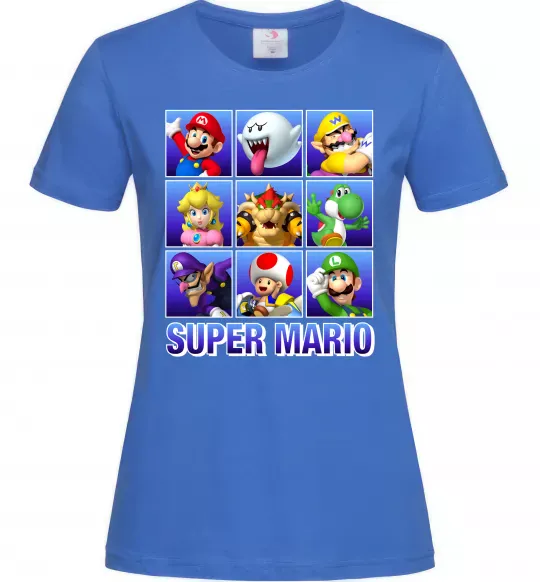 Жіноча футболка Super Mario Characters Яскраво-синій фото