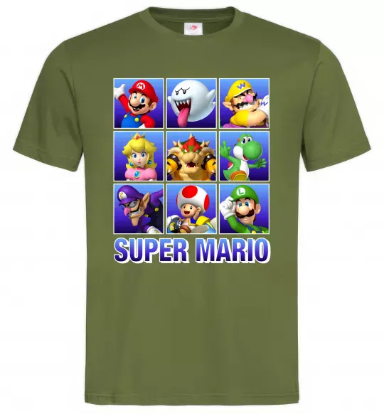 Мужская футболка Super Mario Characters Оливковый фото