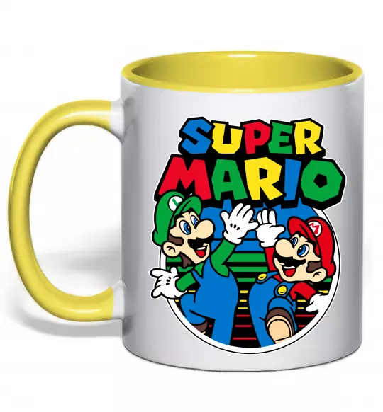 Чашка з кольоровою ручкою Mario and Luigi Сонячно жовтий фото