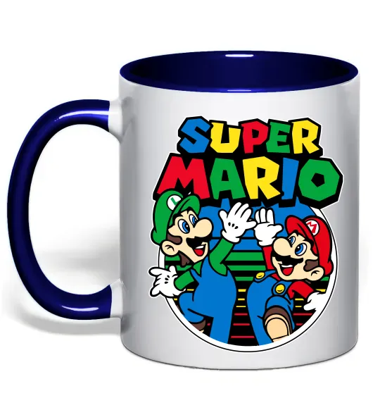 Чашка з кольоровою ручкою Mario and Luigi Глибокий темно-синій фото
