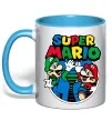 Чашка з кольоровою ручкою Mario and Luigi Блакитний фото