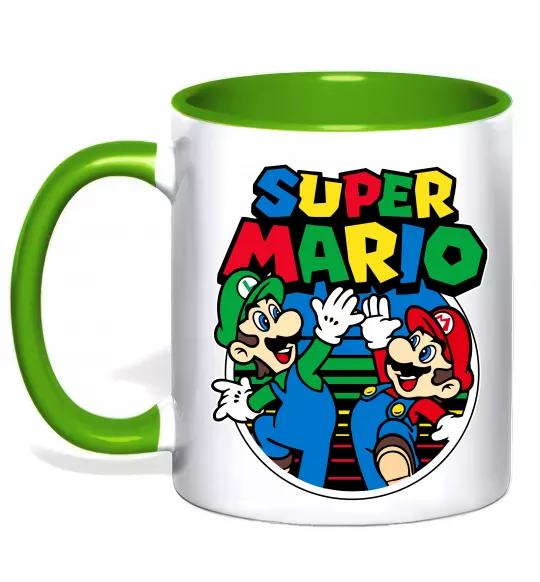 Чашка з кольоровою ручкою Mario and Luigi Зелений фото