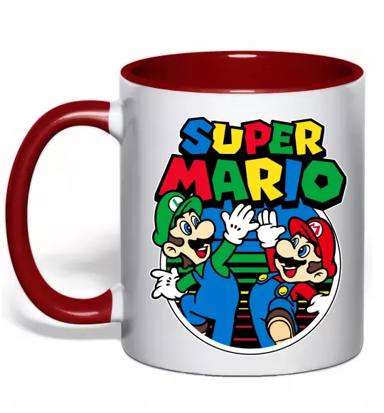 Чашка з кольоровою ручкою Mario and Luigi Червоний фото