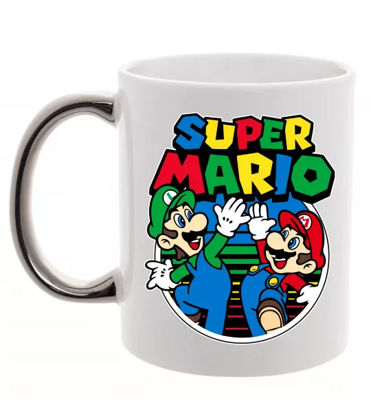 Чашка з кольоровою ручкою Mario and Luigi Срібло фото