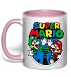 Чашка з кольоровою ручкою Mario and Luigi Ніжно рожевий фото