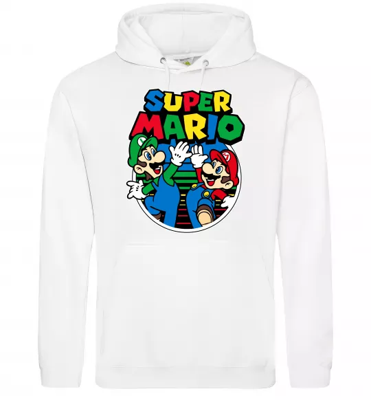 Чоловіча толстовка (худі) Mario and Luigi Білий фото